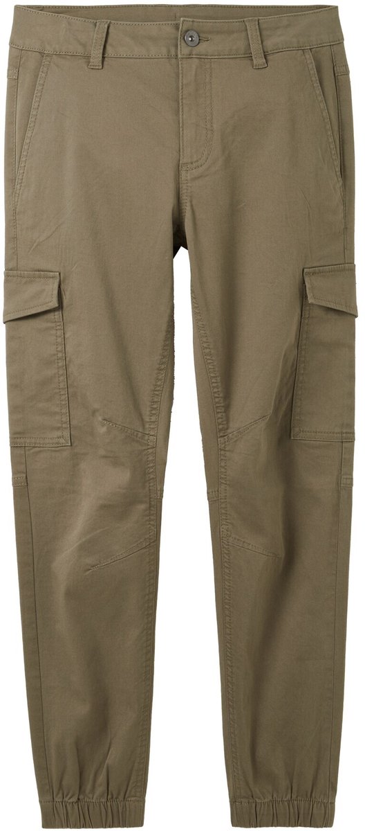 Tom Tailor - Cargobroek met opgestikte zakken - Maat 170 - Dusty Olive Green