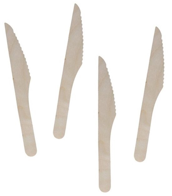 Gerimport Messen - bamboe - 160x stuks - naturel - 16 cm - verjaardag/camping/bbq