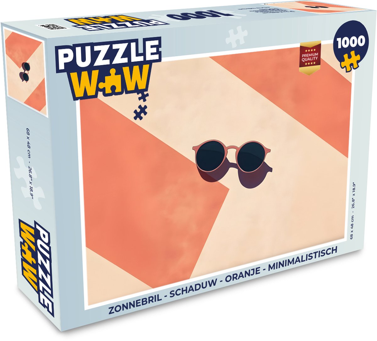 Puzzel Zonnebril - Schaduw - Oranje - Minimalistisch - Legpuzzel - Puzzel 1000 stukjes volwassenen