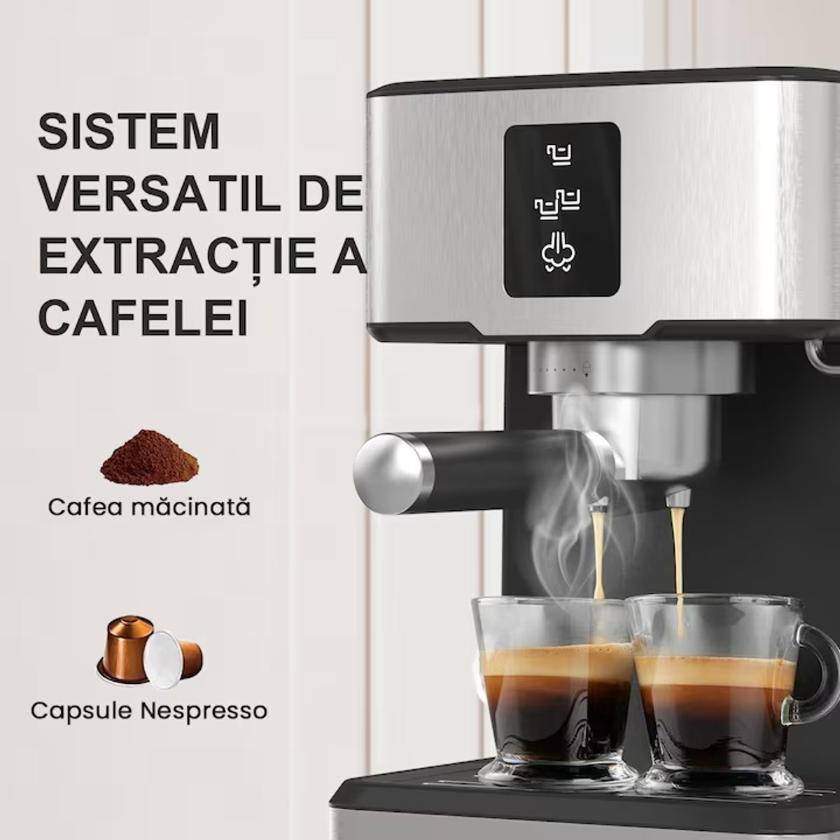 Afbeelding 3 van BLOSSOM Espressomachine - Koffiemachine met Automatische - Melkopschuimer - Touchscreen - Pistonmachine - Zwart