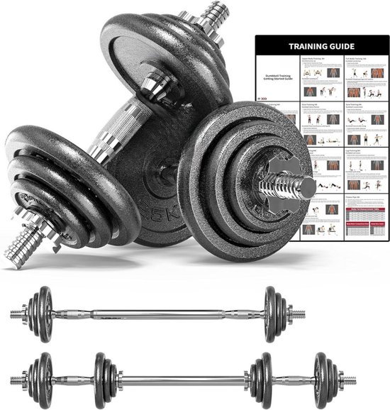 Ensemble De Poids En Fonte Tri-grip ø30 / 31 Mm | 60 Kg / 2 X 15 Kg 2 X 10 Kg 2 X 5 Kg Marbo Sport 28556 1