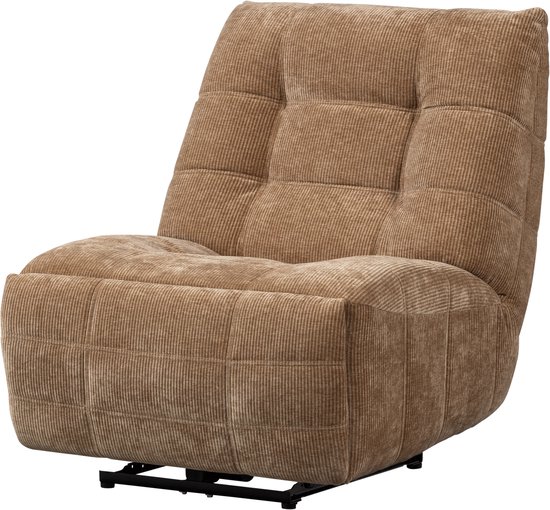 WOOOD Hein Relaxfauteuil Elektrisch - Geweven Ribstof - Lichtbruin