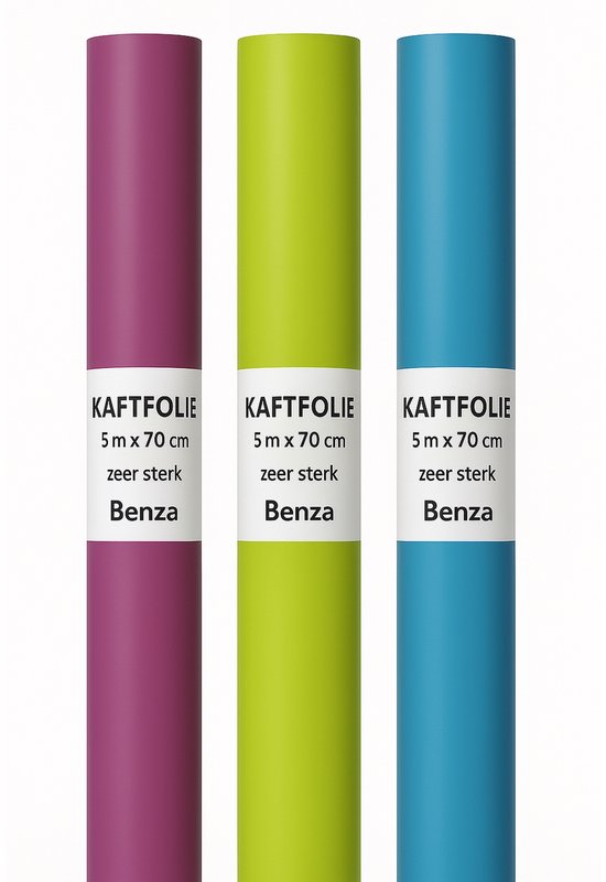 Film de couverture XL – 3 rouleaux - 5 mx 70 cm) – turquoise, vert citron et magenta – Très résistant