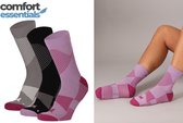 Comfort Essentials - Lage Compressie Sokken - 3 Paar - Multi Paars - 39-42 - Enkelsokken - Korte Compressiekousen