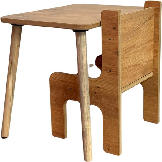 Industrial Living kindertafel - Kindermeubels - Peutertafel -Speeltafel met kinderstoel - Activiteiten tafel -Kinderbureau 1 t/m 6 jaar - Tekentafel - Hout - Walnoot