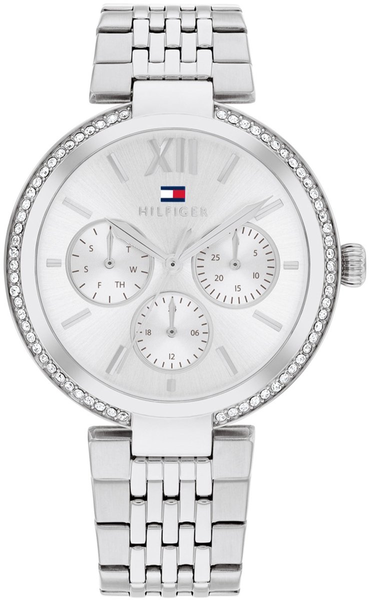 Tommy Hilfiger TH1782695 SOPHIA Dames Horloge - Mineraalglas - Staal - Zilverkleurig - 36 mm breed - Quartz - Vouw-Vlindersluiting - 3 ATM (spatwater)