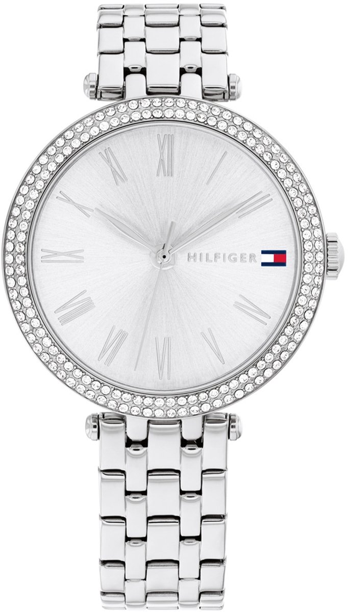 Tommy Hilfiger TH1782719 NATALIE Dames Horloge - Mineraalglas - Staal - Zilverkleurig - 34 mm breed - Quartz - Vouw-Vlindersluiting - 3 ATM (spatwater)