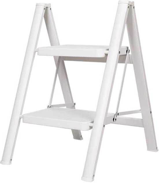BAOYOUNI Trapladder Inklapbaar met 3 Treden Lichtgewicht Aluminium Klaptrap Opvouwbaar Huishoudladder Anti-Slip, Belastbaar tot 135 kg, voor Huishouden, Keuken, Kantoor, Plantenpotten Weergeven, Zwart