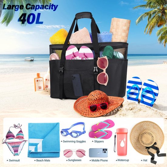 ONCCI Strandtas voor dames, XXL, familie, mesh