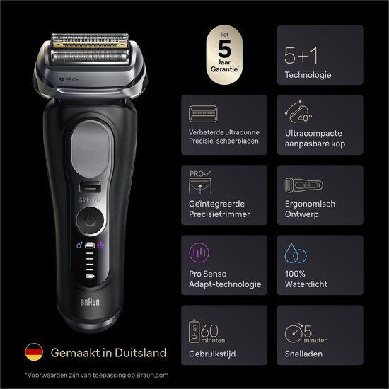 Braun Series 9 PRO+ Elektrisch Scheerapparaat - Pro SensoAdapt - SmartCare Center - 9660CC - Zwart - Scheerapparaat voor Mannen