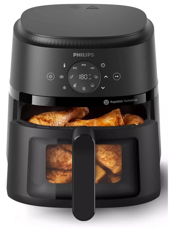 Philips 2000 Series Airfryer - NA220/00 - Kijkvenster - RapidAir - 4.2L - Tot 4 Personen - Zwart
