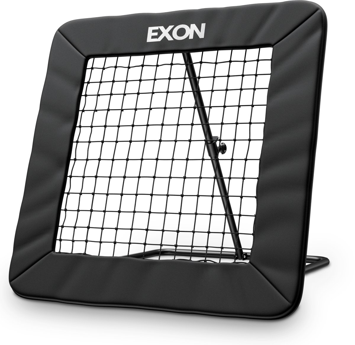 Exon® Verstelbare Rebounder - 84x84cm - Kickback - Tchouck - Inclusief Grondankers - Voetbal Bouncer - Voetbal Trainingsmateriaal - Zwart