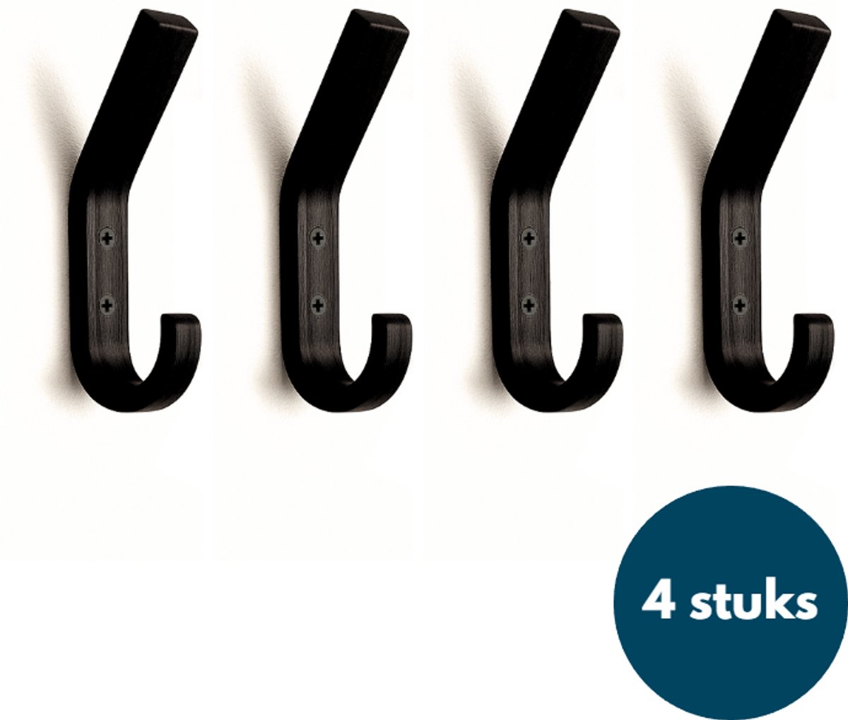 Houten Wandhaken - Zwart - 4 Stuks - Kapstokhaken - Ophanghaken - Handdoekhaken - Jashaken