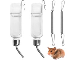Allecto Plus - Drinkfles met houder 350 ml - zelfcentrerend design - waterfles voor kleine dieren - konijnen, hamsters, cavia's - 2 stuks