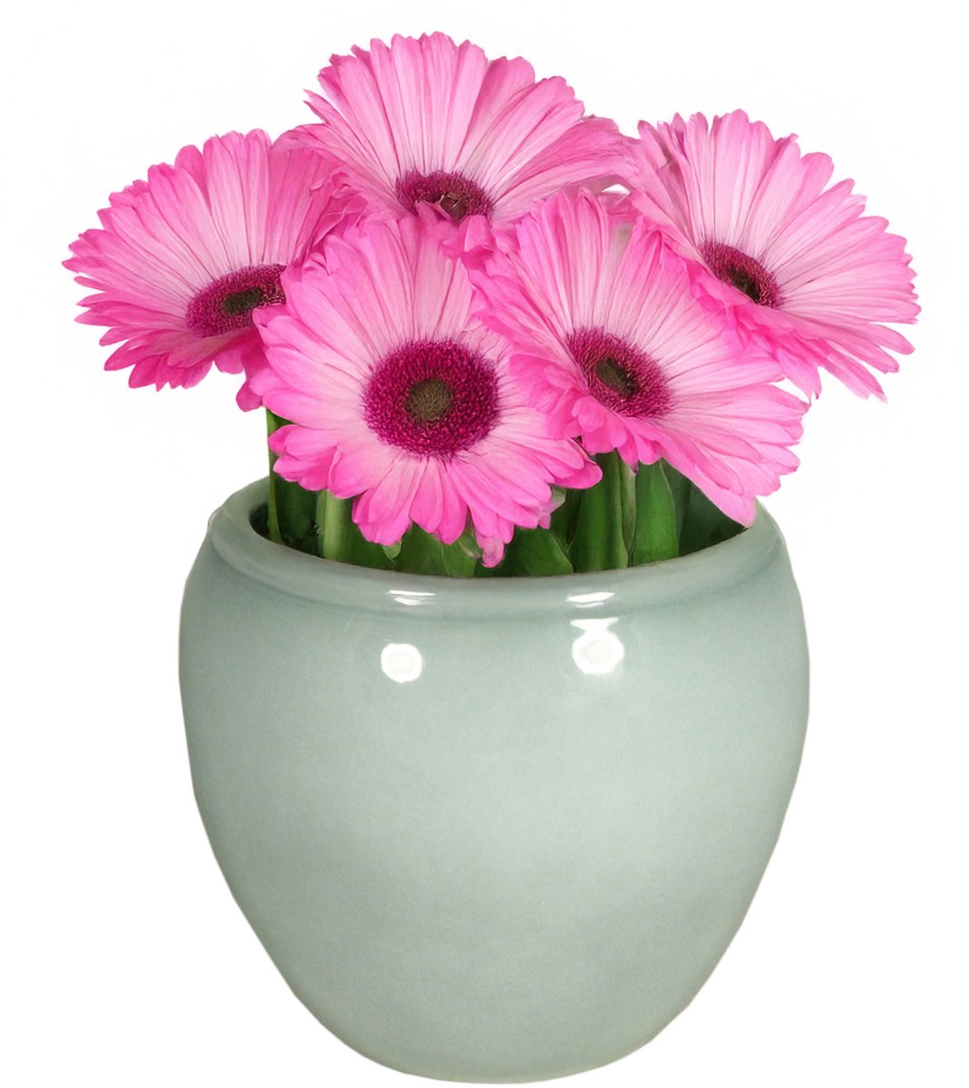 Floran Plantenpot - misty groen - glans - keramiek - 14 x 11 cm - plantenpotten binnen