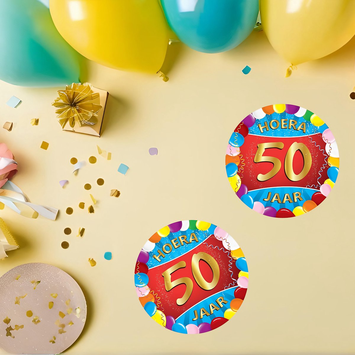Bierviltjes 50 jaar - 50x stuks - multicolor - verjaardag/feest - feestartikelen