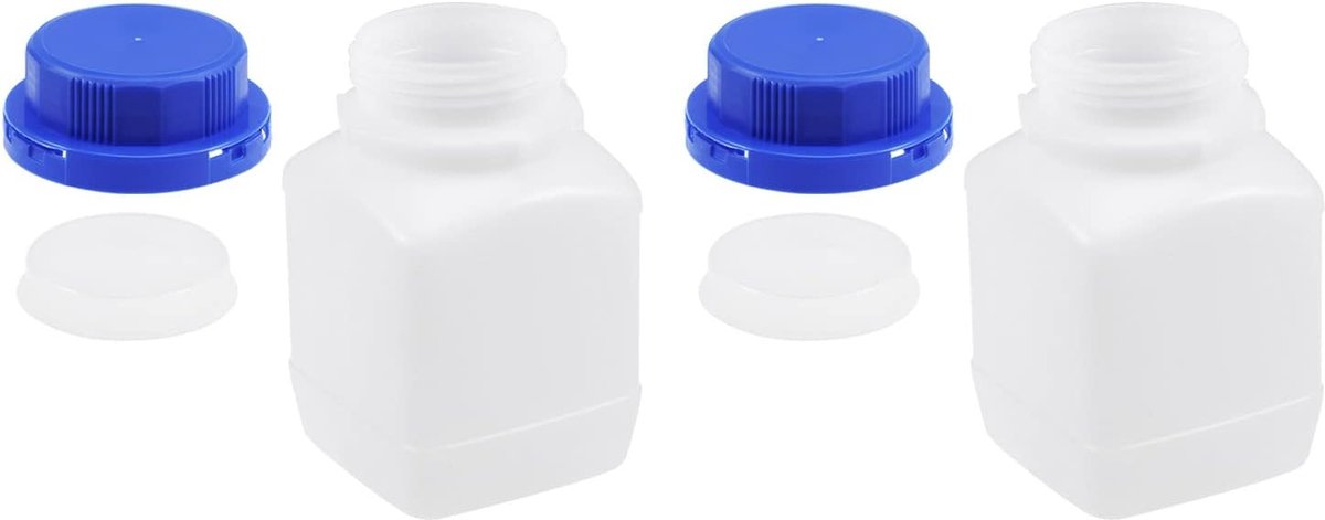 Image of 2 stuks lab chemische fles - plastic containers met brede mond - Reagens monster afdichting - geweldig voor laboratorium en fabriek - 450 ml