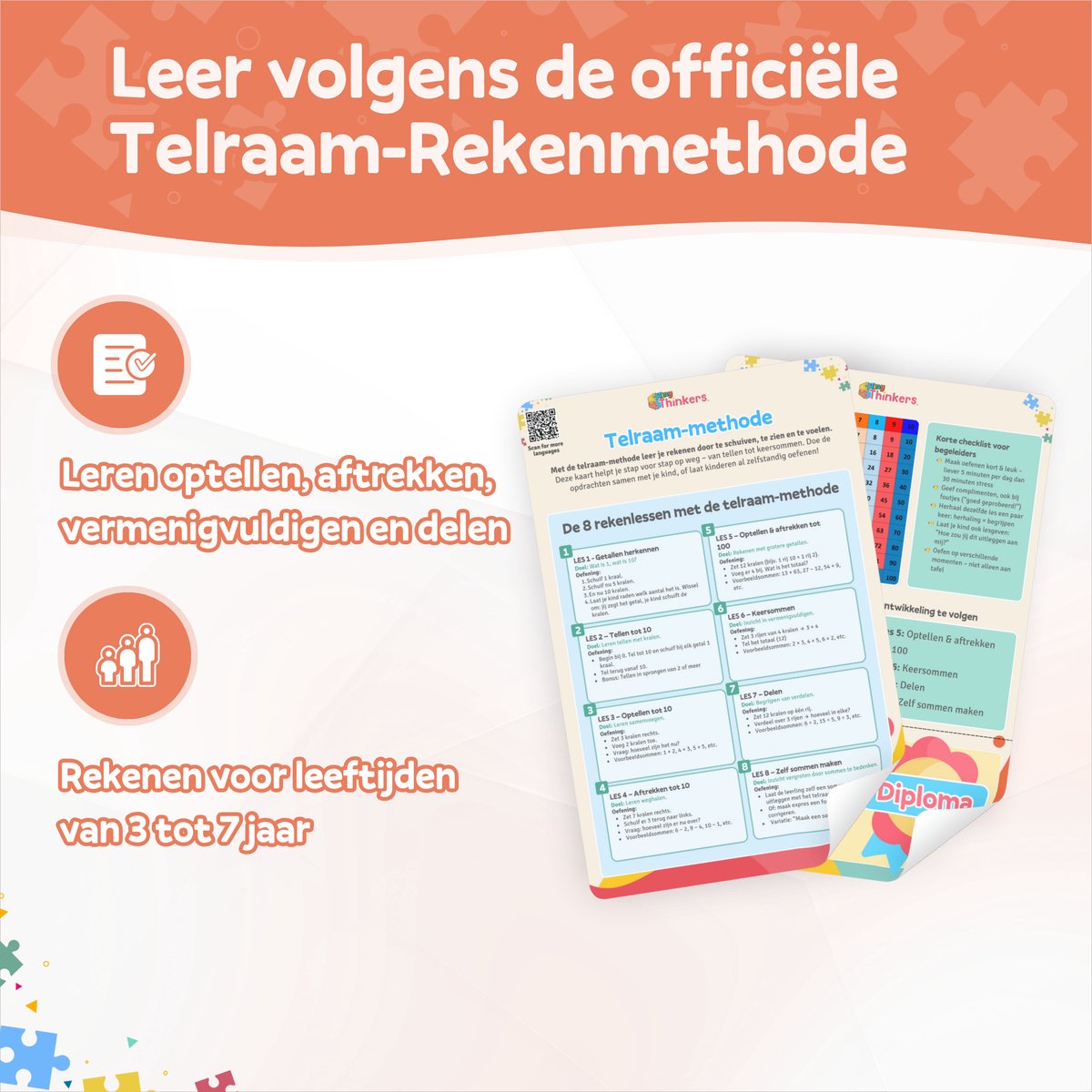 Houten Telraam met 10 Rekenlessen - FSC Hout - Abacus Leermethode - Rekenrek - Leren Rekenen voor Kinderen - Schoolboord - Krijtbord — afbeelding 3