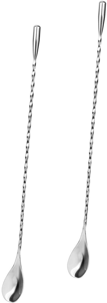EXCITAT Barlepel - Menglepel - Cocktail Muddle - Gin Lepel - met Spiraalpatroon - geschikt voor Martini, Koffie, Bar en Cocktailshaker - Zilver - 2 Stuks - Roestvrij Staal