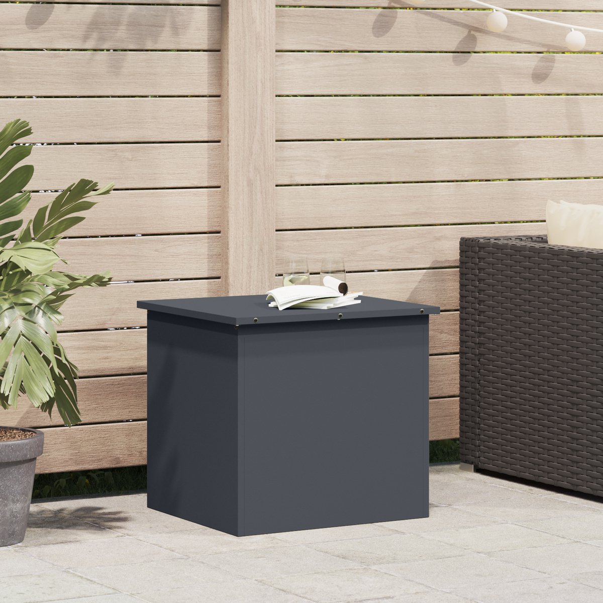 vidaXL - Buitopslagdoos - Antraciet - 55 - x - 50,5 - x - 50 - cm - Staal