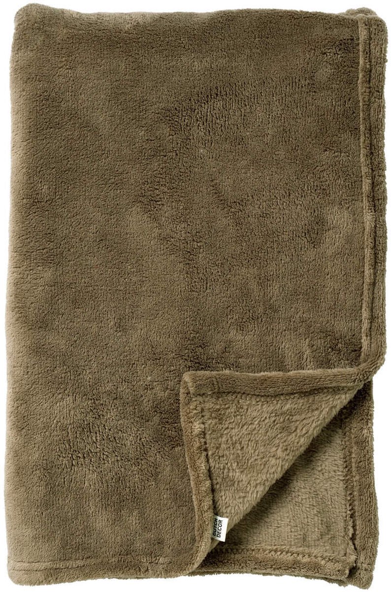 Dutch Decor OWEN - plaid 130x160 cm - coral fleece deken - heerlijk zacht - Military Olive - groen Olijfgroen