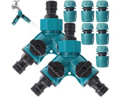 Y-vormige verdeler met afsluiter en 6 waterleidingconnectoren - Y Stuk Kraan Splitter - kraansplitter voor tuinbouw, sierteelt - Waterverdeler - Voor Gebruik In Huis En Tuin