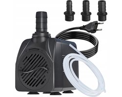 25W fonteinpomp – 1500L/H – Wordt geleverd met 1,8m kabel en 1,5m slang – Ultrastille werking – Stroomregelklep – Geschikt voor aquaria, zwembaden, fonteinen