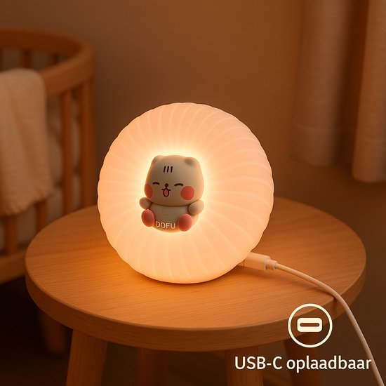 Magnitoys™ Nachtlampje - USB‑C Oplaadbaar Nachtlicht voor Baby & Kinderkamer - Touch‑sensor, 3 Lichtstanden & Zacht Rubber Design - Sfeervolle Kinderlamp van Merkloos — afbeelding 4