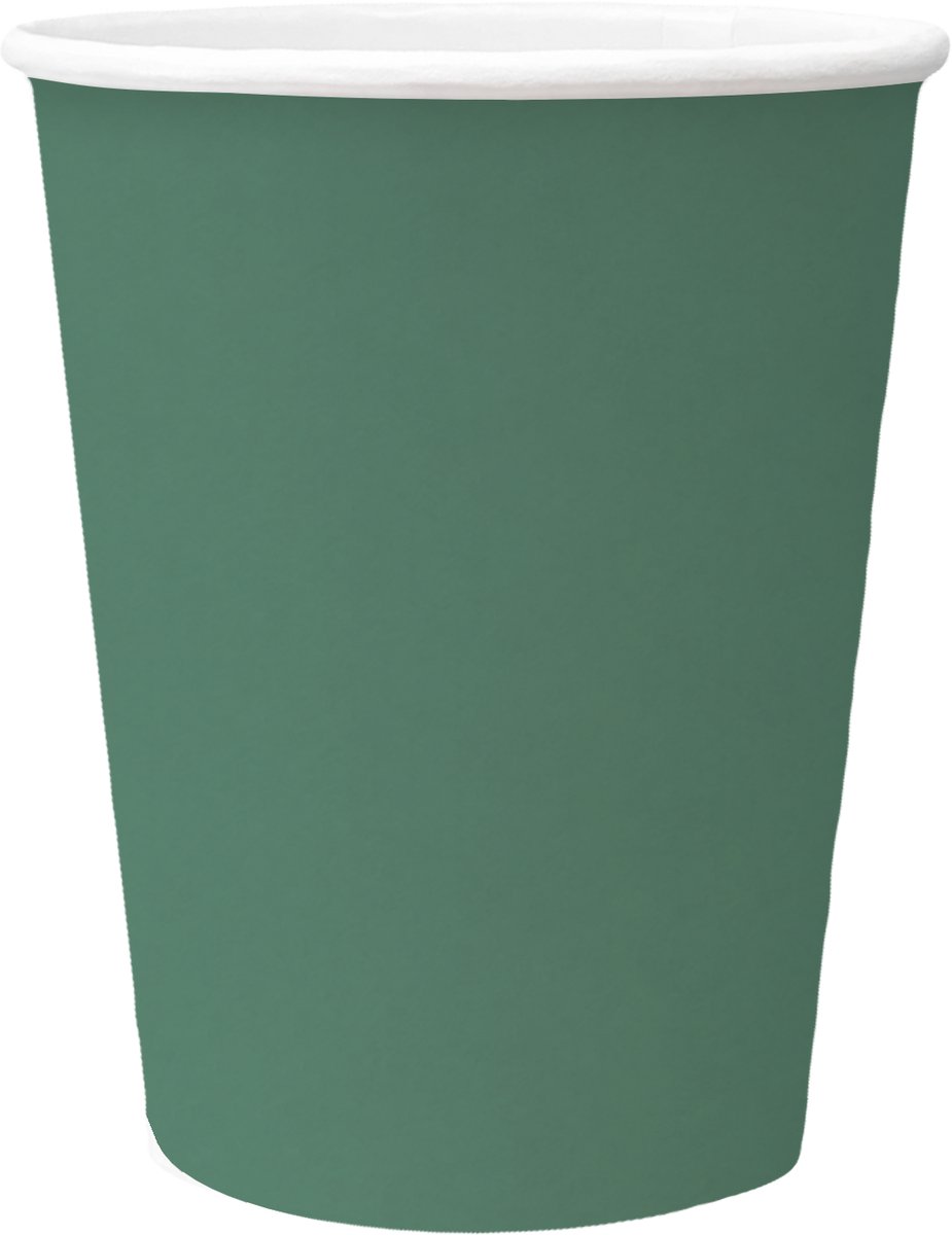 Papieren bekers donkergroen 250 ml – PAW decor – set van 8