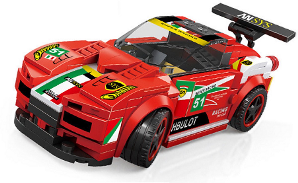 Wange supercar - raceauto bouwen - 2875 - 164 pcs - rood - 6+