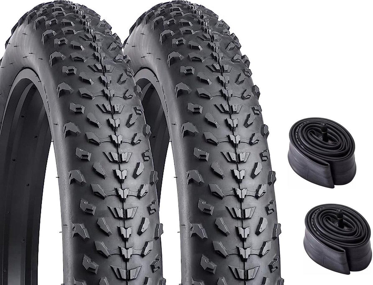 Set 2stuks 20” FatBike Noppen Buitenbanden 20 x 4.0 inch 20x4.0 Fat bike banden 20inch Offroad Enduro Noppen profiel - Ouxi – Knaap – Phatfour – Super73 - Zwart