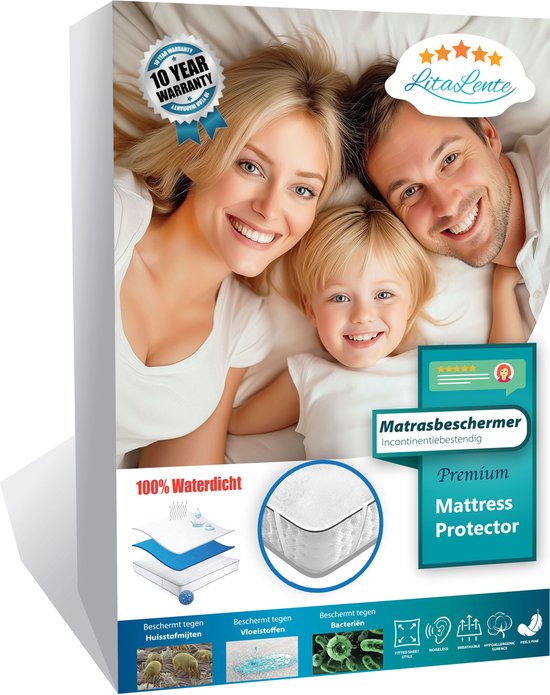 Protège-matelas imperméable 120x200 - Drap-housse en éponge - Antibactérien - Élastique tout autour - Wit - Protège Matras imperméable Protège-matelas Incontinence - Protège-matelas - Avec Liserés Élastiques