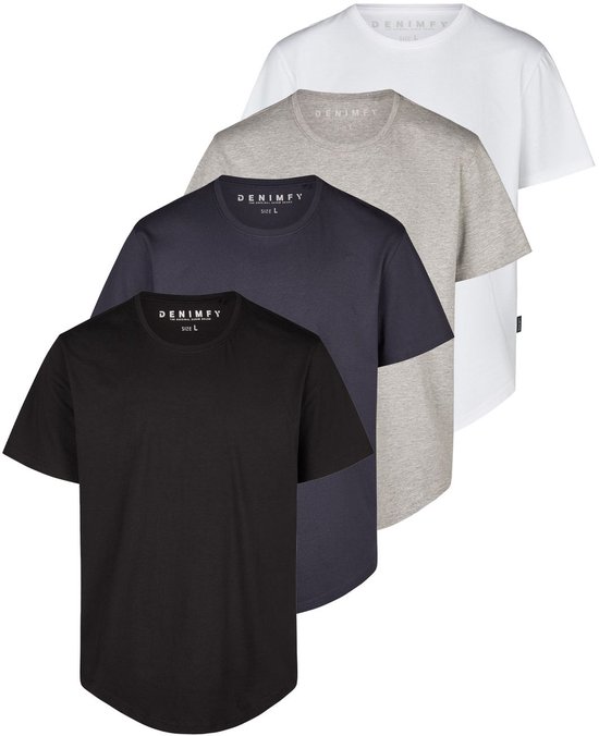 DENIMFY Heren T-Shirt DFPaco 4 Pack Set regular fit Veelkleurig 4XL Ronde Hals Volwassenen