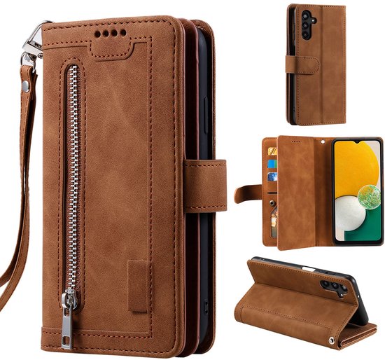 Étui de téléphone en cuir élégant - multifonctionnel - adapté aux smartphones - couleur rétro