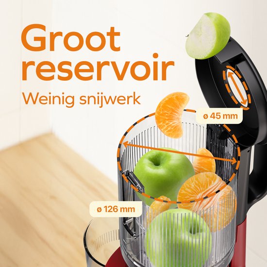 KitchenBrothers Slowjuicer - Verticaal - Juicer - Groenten en Fruitpers - 126 mm - 750 ml - Rood van KitchenBrothers — afbeelding 4