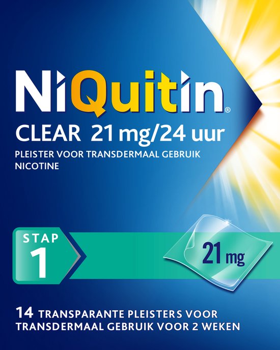 Niquitin Clear Nicotinepleisters 21 mg Stap 1 – Stoppen met roken – 14 stuks