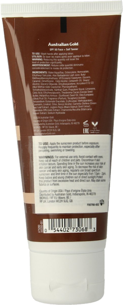 Australian Gold - SPF 50 Face + Zelfbruiner - 88 ML – foto 5