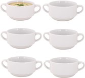 Cosy & Trendy Soepkommen Essential - 6x - wit - D11 x 6 cm - porselein - schaaltjes met oren - ontbijt/hapjes - stapelbaar