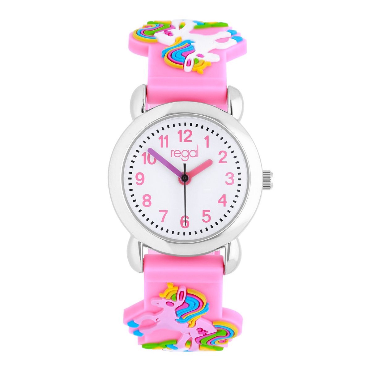 Lucardi Kinder Regal kinder horloge Unicorn - Horloge - Siliconen - Roze - 27 mm