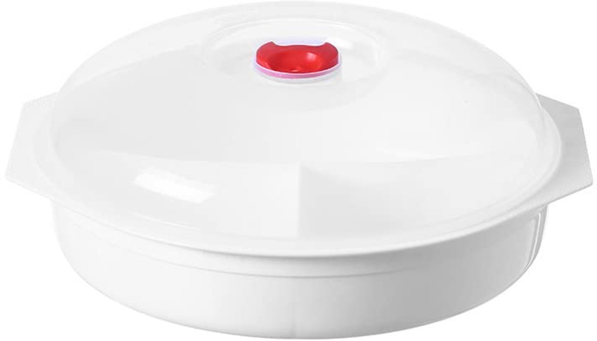 Magnetronkom met deksel en scheidingswand - multifunctioneel - 1 stuk - food-grade PP