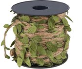 Cordon de jute avec feuilles vertes 10m - Déco anniversaire - Safari - Jungle - Ruban cadeau - Corde - Ruban - Artisanat