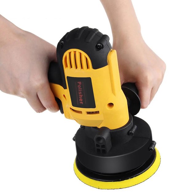 Polisseuse électrique 700 W – 6 disques de polissage – Polisseuse pour voiture à vitesse et poignée réglables – Machine à cirer pour voiture, sol, meubles et carrelages – Éponges de polissage et étui inclus