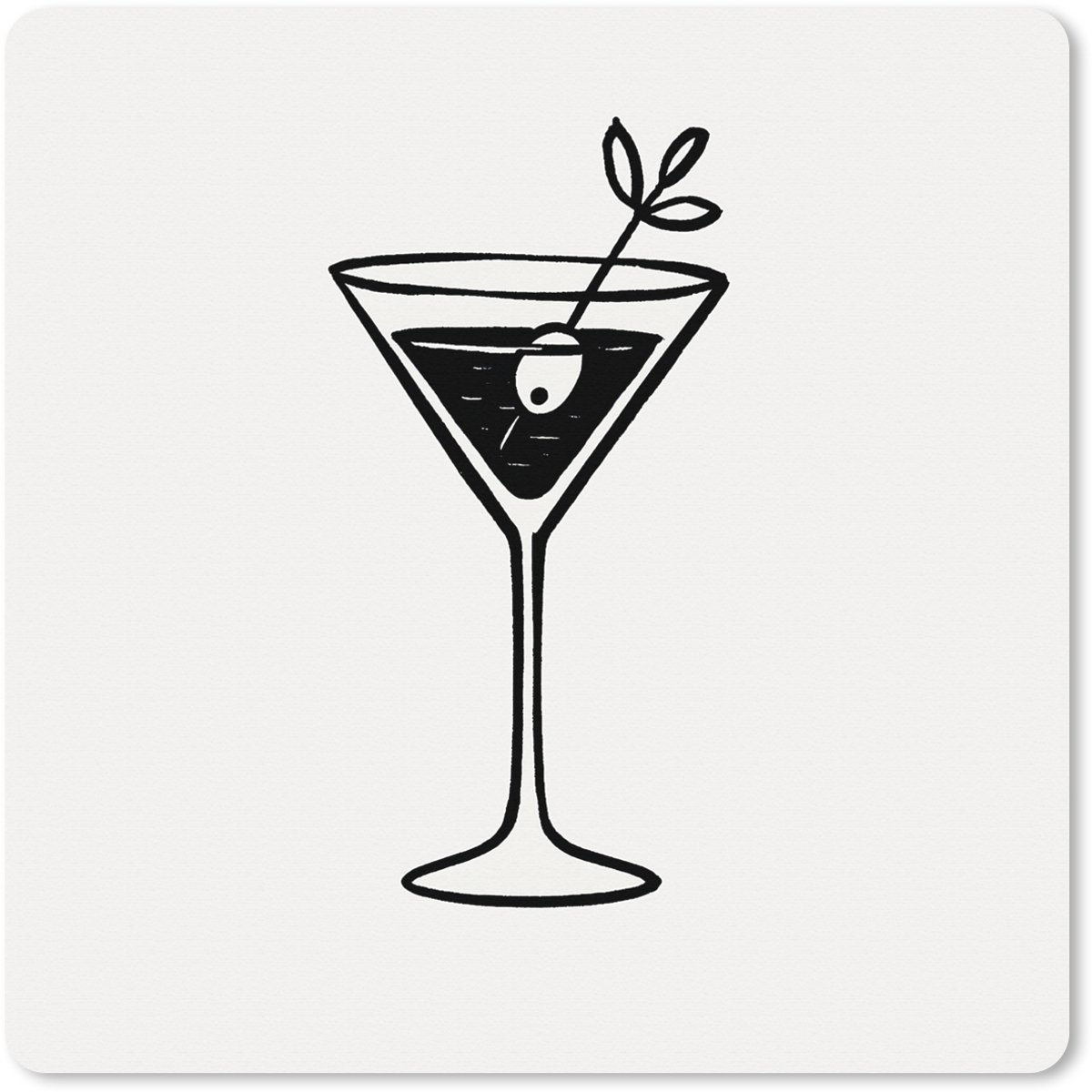 Muismat XXL 80x80 cm - Bureau onderlegger - Bureau mat Cocktail - Glas - Olijf - Minimalistisch - Bureaumat - Gaming mousepad xl - Bureaulegger groot - Computer deskmat