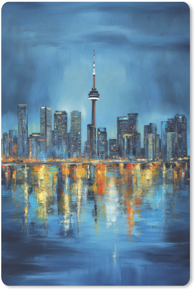 Muismat 18x27 cm - Mousepad Skyline Toronto - Water - Stadslichten - Toren - Muismatten