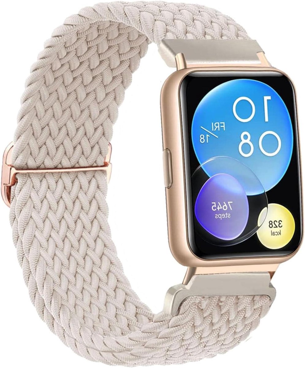 Allecto Premium - Nylon Geweven Band voor Huawei Watch Fit 2 - Duurzame Horlogeband voor Heren en Dames - Stretchy Elastische Horlogeband - Comfortabel en Stijlvol - Zwart