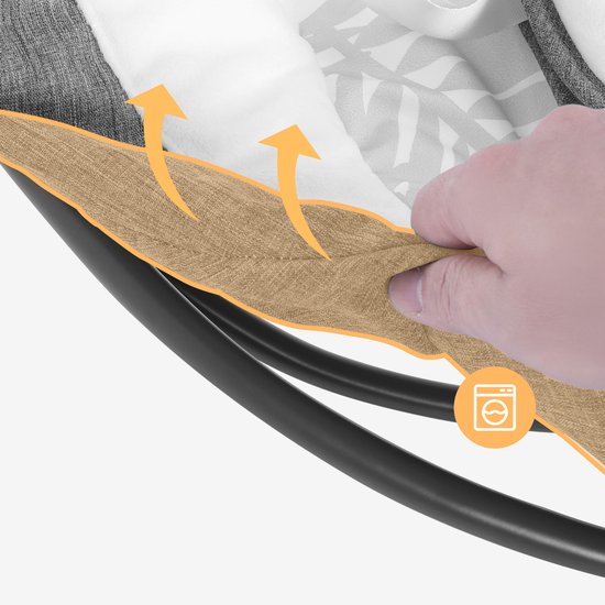 Tulano Astrid 35 Elektrische Babywipstoel met Muziek, Bluetooth, Timer, Bewegingssensor en Afstandsbediening - Inclusief Kussen, Speeltjes, Kap en Klamboe - Grijs/Wit van Merkloos — afbeelding 4