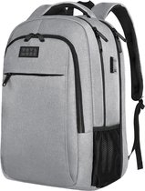 TRVLMORE Rugtas - 28L - 15,6 Inch - Laptop Rugzak met USB - Antidiefstal - Heren en Dames - Tas - Levenslange Garantie - Grijs