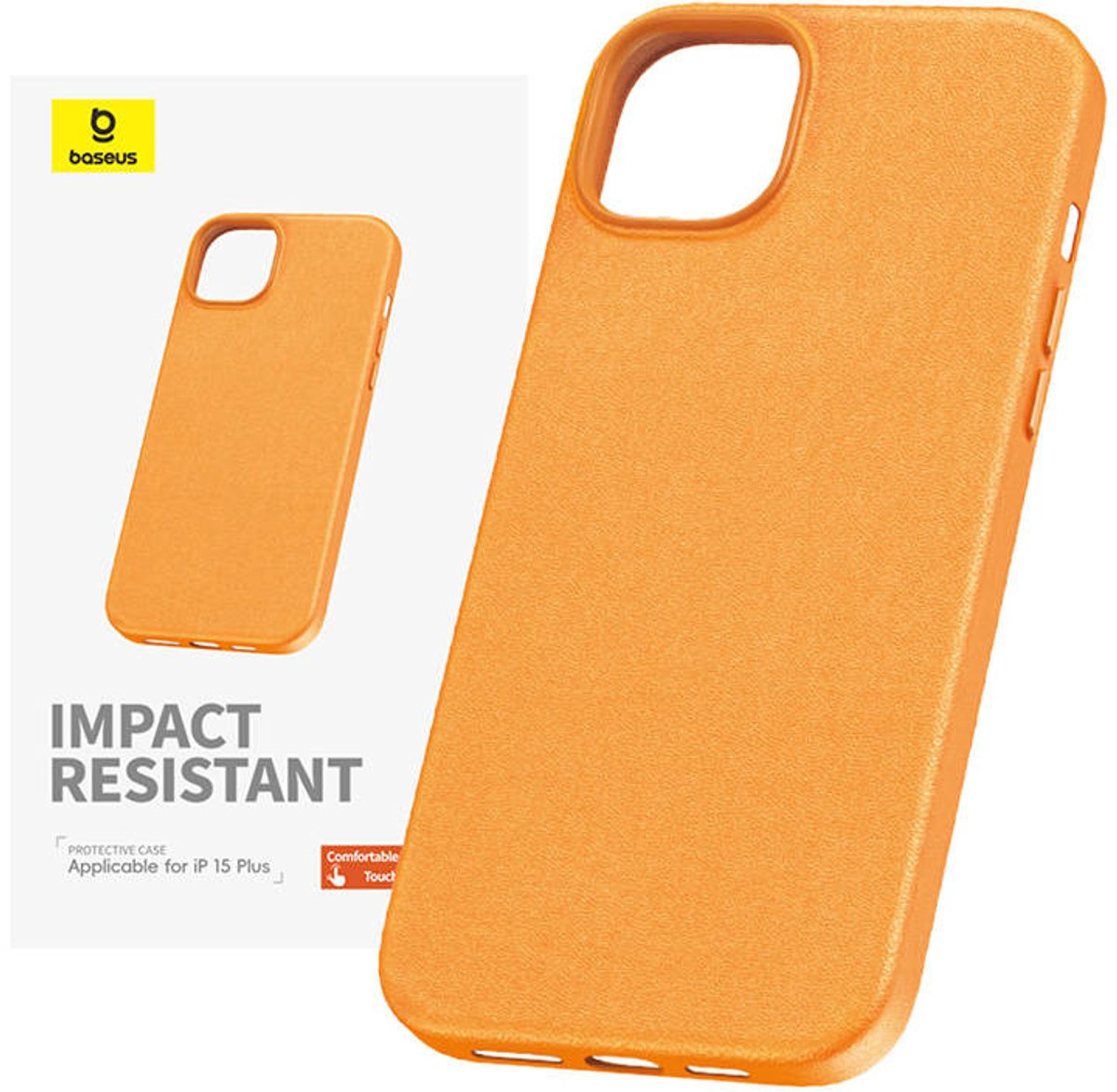 Iphone15 Plus Baseus Fauxther Series Hoesje (Oranje)