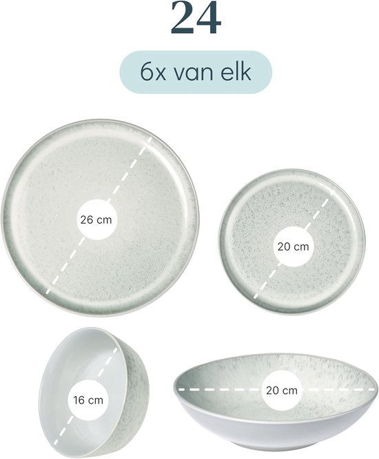 Pure Living Ibiza Light 24-Delig Serviesset - Beige - Massief Aardewerk - 6 Personen - Geschikt Voor Dagelijks Gebruik — afbeelding 2