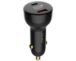 LDNIO - Dual USB Autolader Inc USB C Kabel - USB-C en USB-A - 100W Snellader met LED Display